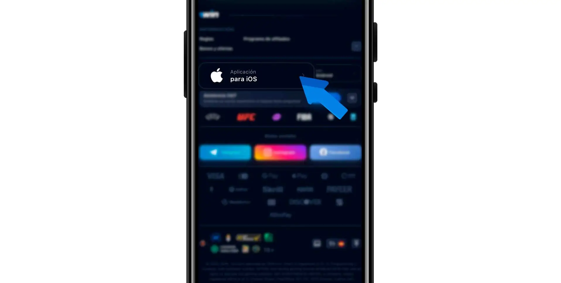 Instalación de la 1win casino app en IOS
